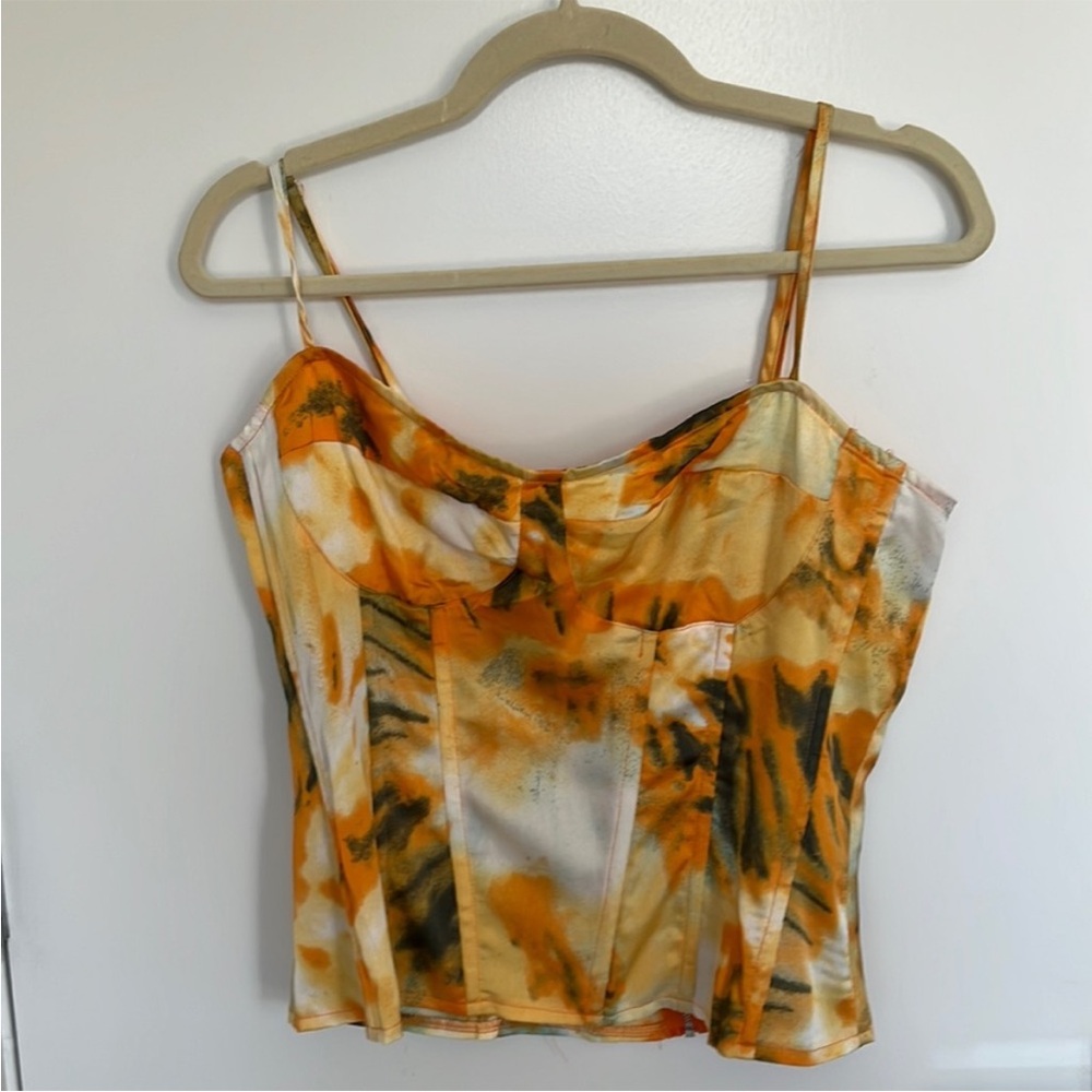 Orange bustier corset going out crop top with boning - Picture 2 of 2